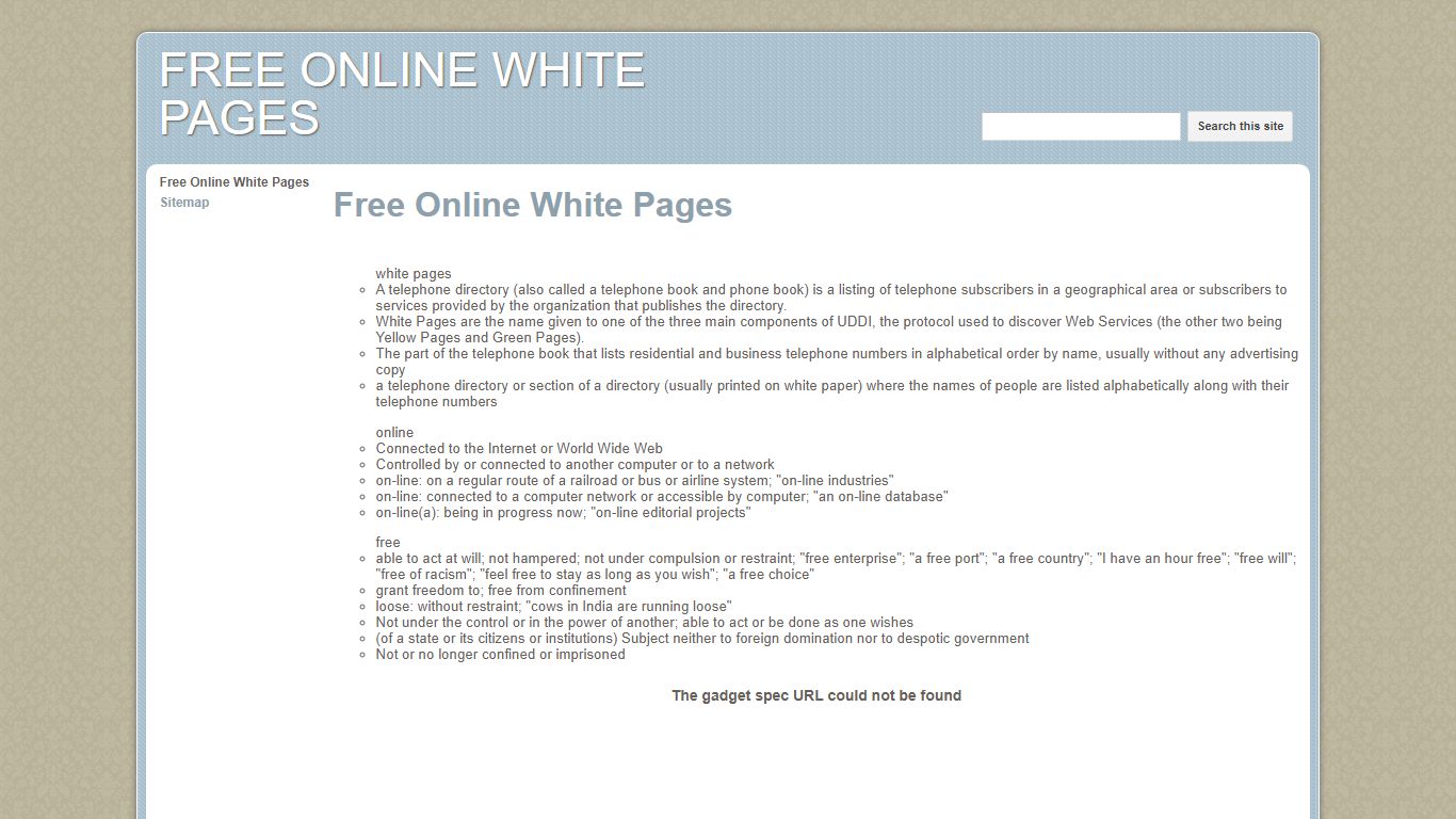 FREE ONLINE WHITE PAGES - sites.google.com